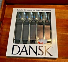SILHOUETTE DANSK Set of 6 Six Iced Tea Beverage Spoons NEW in Box