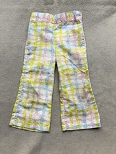 VTG 70 s Health-Tex Stantogs Pants Kids 4T USA Hippie Boho Flare Basketweave