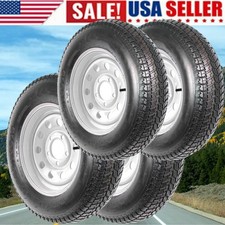 4 Pack St20575d15 Trailer Tires On Rims 20575 15 In. 5 Lug Silver Spoke Wheel