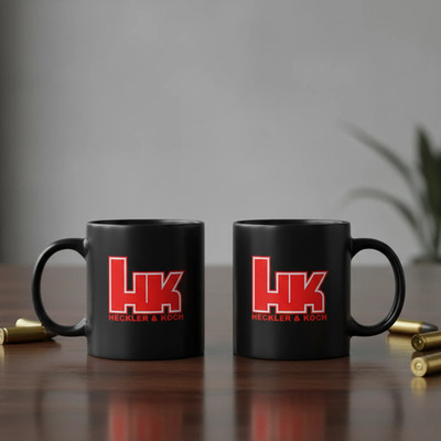 Heckler & Koch HK Logo Black Coffee Mug, Gift Mug