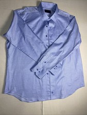 David Donahue Men  s Blue Micro Dobby Regular Fit Botton Up Shirt Size 2XL