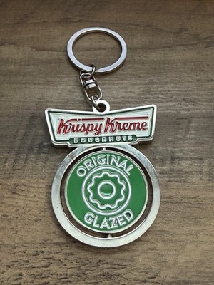 Krispy Kreme Logo Key ring 4 1/2'' 2 Sided Spinner Silvertone