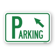 Parking with Arrow Pointing to Top Left Heavy Gauge Aluminum Parking Sign
