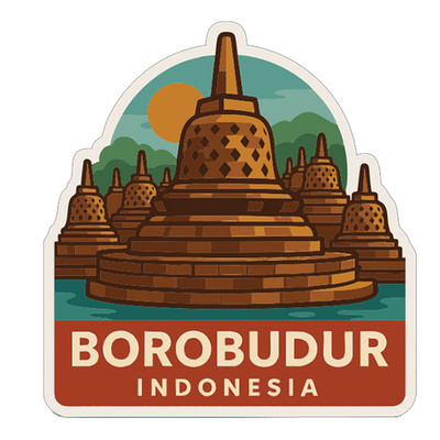Borobudur Indonesia Sticker Decal Vinyl Die-Cut Symbolic Landmark Design