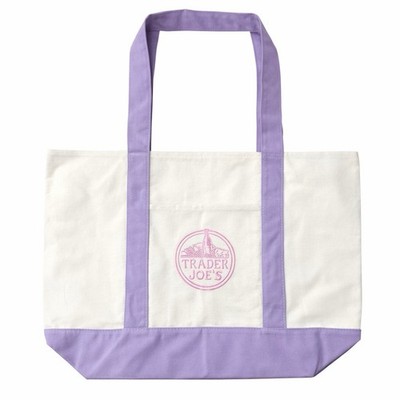 Trader Joe s LARGE Purple Cream Canvas Tote Bag 2026 Viral Pink Logo Spring