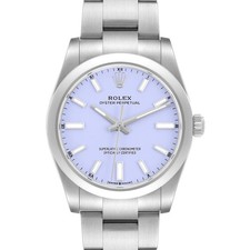 Rolex Oyster Perpetual 34 Lavender Dial Steel Mens Watch 124200 Unworn