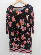 M&Co Black Multi Floral 3/4 Sleeve Mini Dress Size 12 Medium Sexy Party Cocktail
