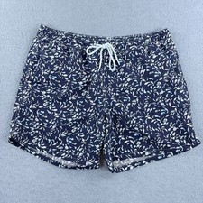 J.Crew Original Swimwear Men's Swim Shorts 5.5" Navy Fish AOP Size Large Preppy