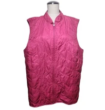 CJ Banks Quilted Pink Vest Casual Full-Zip Women's Size 3X Snowflake Stitched