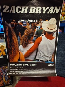 ZACH BRYAN  2022 Vinyl PRINT 12x18 Concert Poster Burn Burn Burn Single