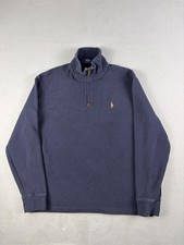 Polo Ralph Lauren Estate Rib Sweater Blue Men  s Large Pullover Quarter Zip Pony