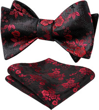 Bow Ties for Men Floral Bowties Mens Self Tie Bow Tie Handkerchief Jacquard Wove
