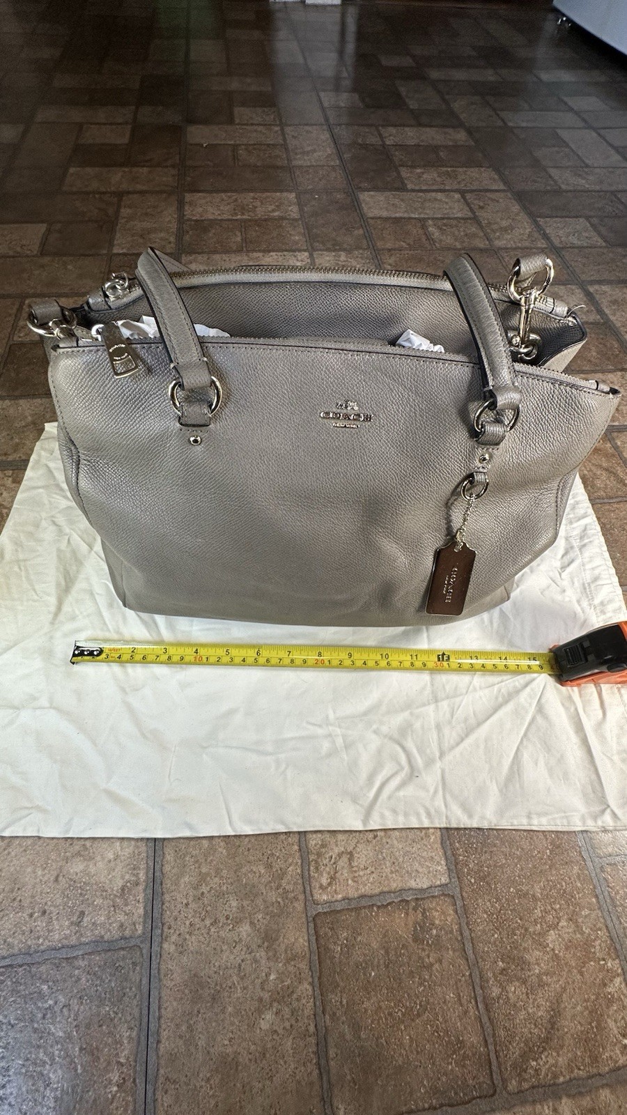 Authentic Coach Solid Gray Leather Crossbody Shou… - image 19