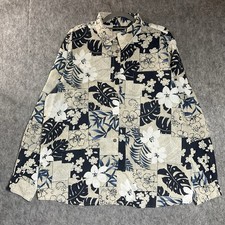 Vintage Shirt Womens XL Floral Tropical Long Sleeve Button Up Top Retro USA Made