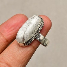 Howlite Gemstone 925 Sterling Silver Handmade Silver Jewelry Ring 9