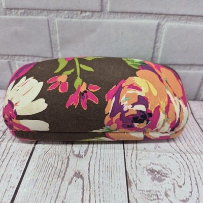 Vera Bradley Floral Multicolor Hard Eyeglass Case Cloth Flip Top Felt Lining