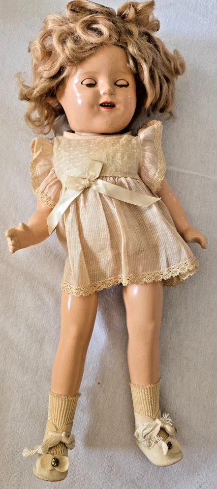 Muñeca Composición Ideal Años 30 De Colección - Ojos Dormidos, Peluca Mohair, Vestido Original Foto 2 de 4