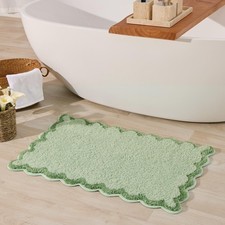 Cute Green Scalloped Bath Mat 20x32 Inch Fun Plush Microfiber Non Slip Carpet