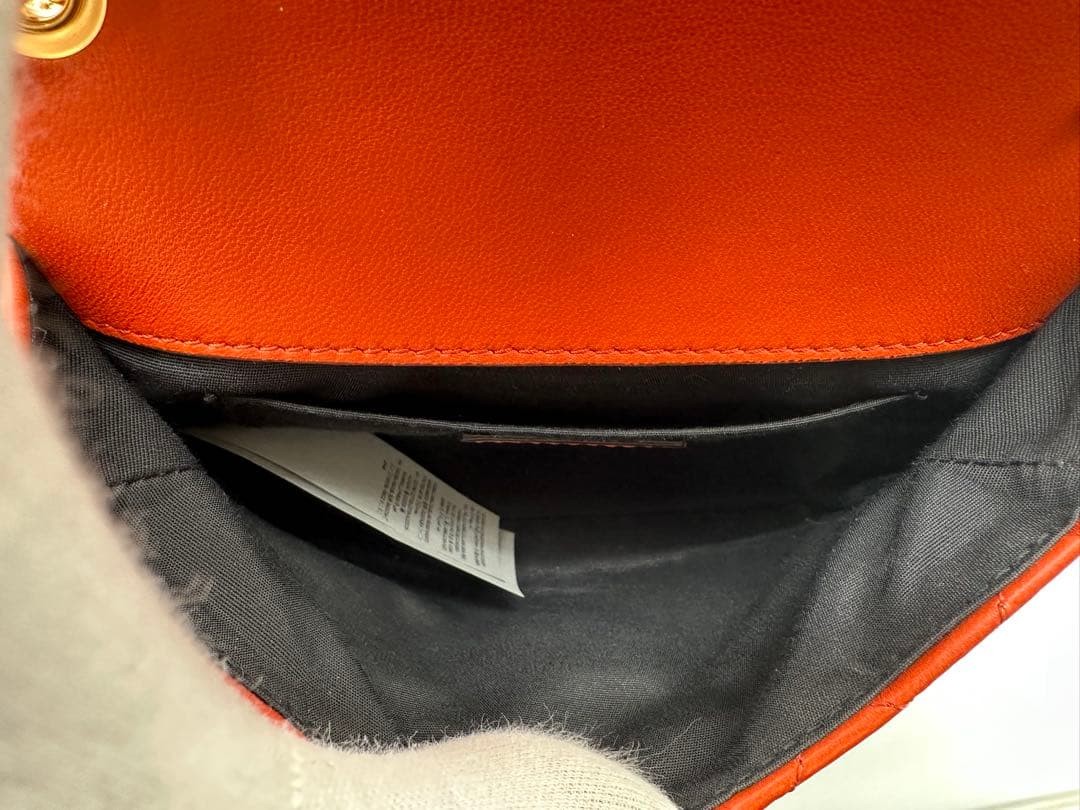 Versace Orange Leather Quilted Shoulder Bag Gold Medallion Used thumbnail 8