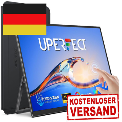 15,6 Zoll tragbarer Monitor Touchscreen FHD 1080p mit USB-C und Mini-HDMI, matt