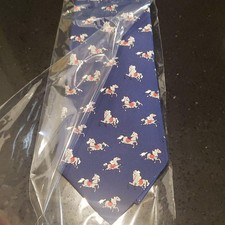 HERMES silk tie horse navy dark blue