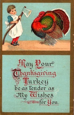 Vintage Victorian Postcard 1910 May Your Thanksgiving Turkey be Tender