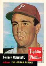 1991 Topps Archives 1953 #140 Tommy Glaviano Bio uses white text