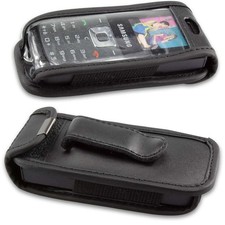 caseroxx Leather-Case with belt clip for Samsung B100 in black made of genuine l