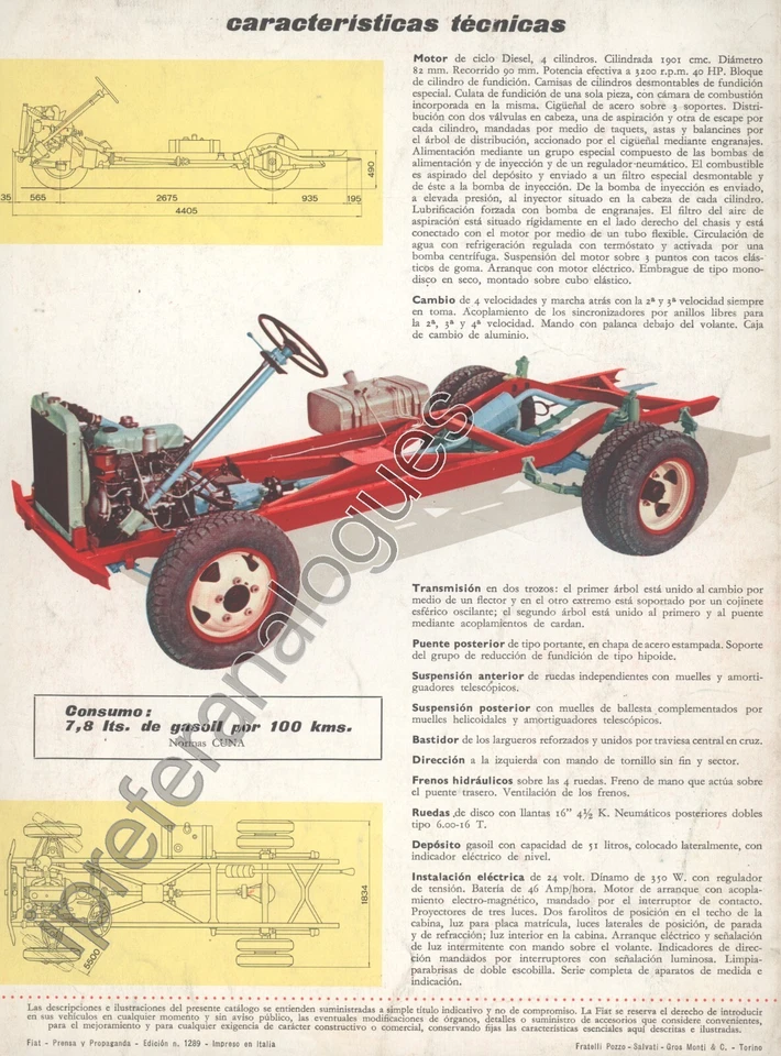 Folleto Fiat 615 Diesel Vintage Edición Española, Impreso en Italia - Imagen 3 de 4