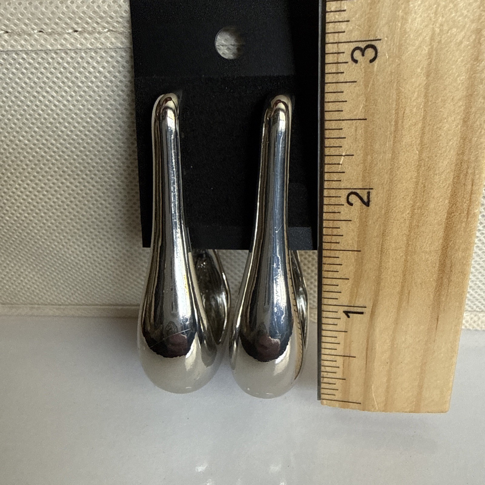 Elongated Silver Statement Earrings ￼ - image 4