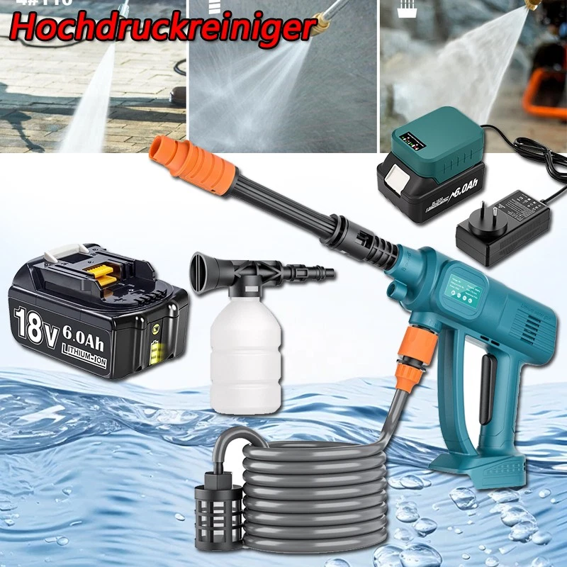 MARKENLOS Für Makita 18V Akku Hochdruckreiniger Auto Wasser Druckreiniger 6AH / Ladegerät