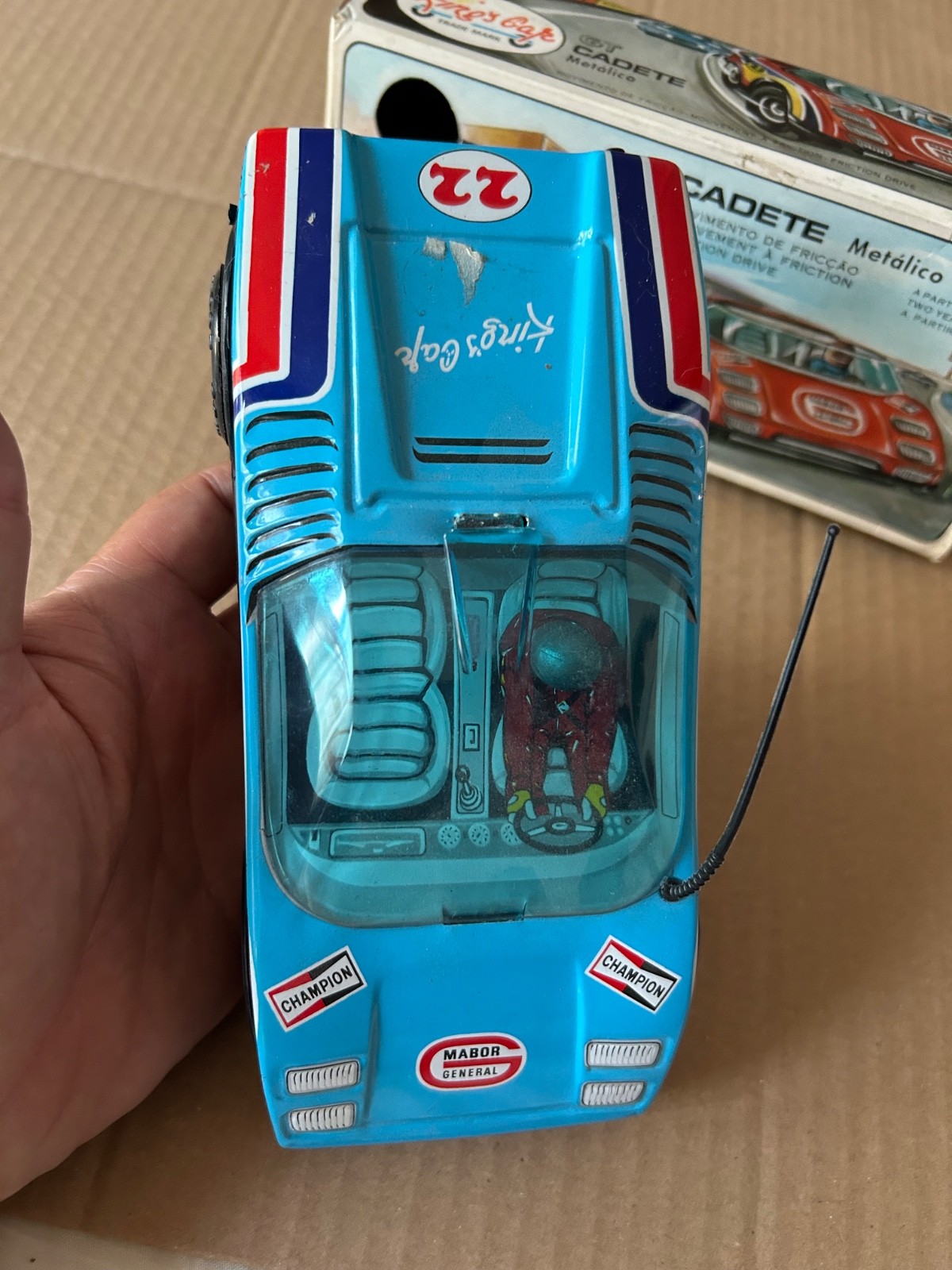 Portuguese vintage toy car 1970s General Mabor Champion and Motorcraft advertisi