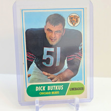 Topps 1968 Topps Dick Butkus #127 Chicago Bears Rookie Football Card. rookie card picture