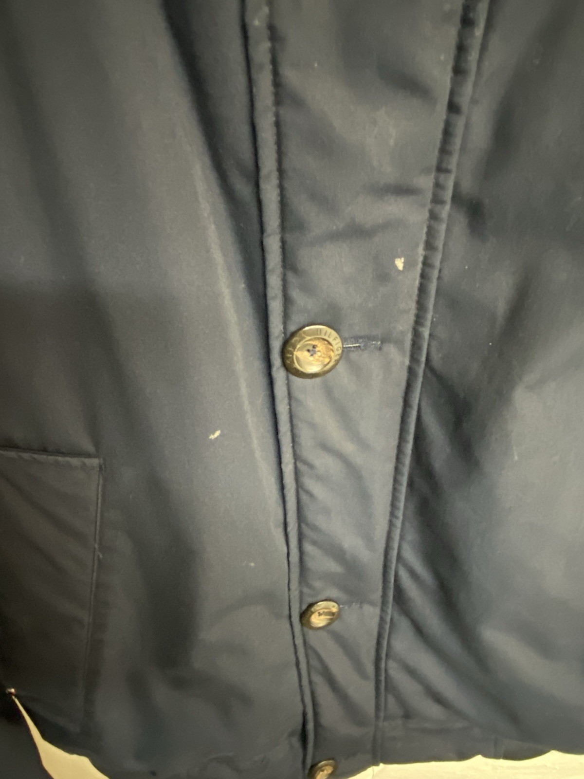 Tommy Hilfiger Men's XL Blue Down Bomber Jacket with Removable Hood image 3