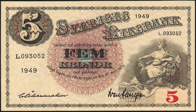 Schweden / Sweden P.33af 5 Kronen 1949 (1)