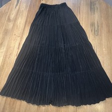VTG Prairie Western Boho Cottage Cowgirl Peasant Maxi Blk Skirt Med Broomstick