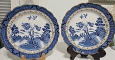 Set Of Booths Real Old Willow Blue, Gold Trim: Salad Plates, 7 1/2"