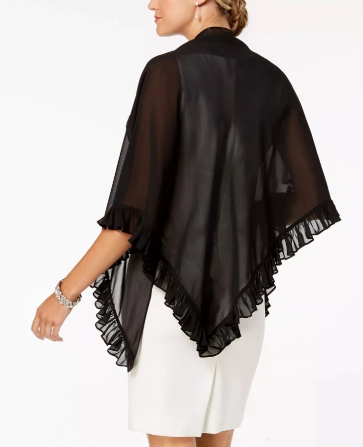 Chal de gasa con volantes negros Alex Evenings, talla única Foto 2 de 2