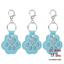 Pet Fur Storage Keychain, Dog Fur Keepsake Cat Paw Cute Leather Pet Blue