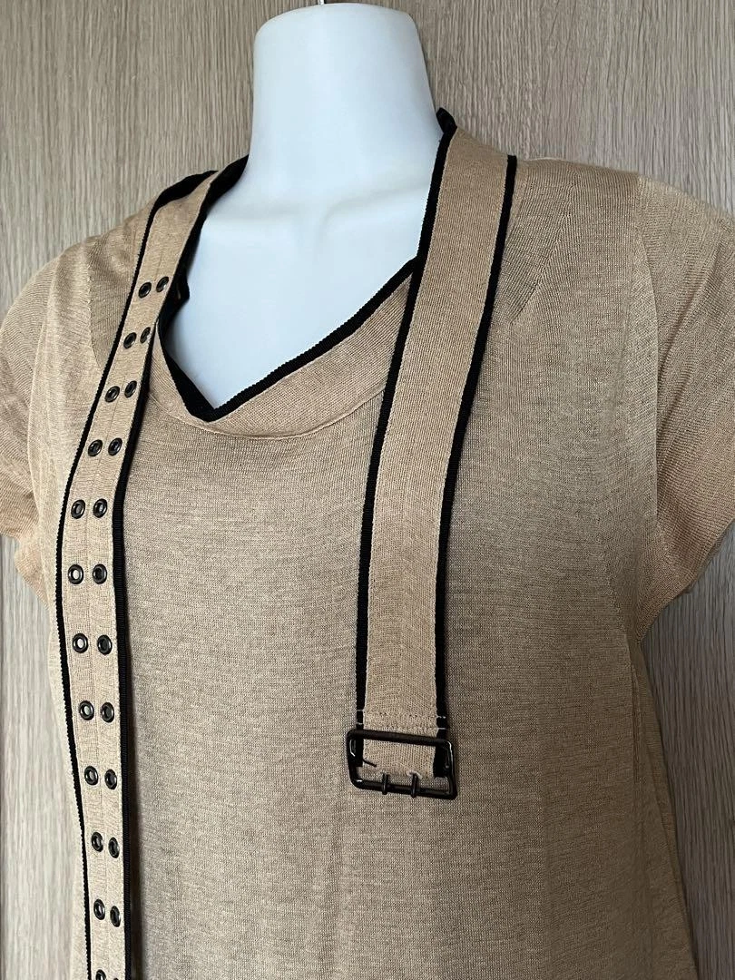 Abito SACAI beige mini dress maniche corte cintura tulle manica francese dal Giappone