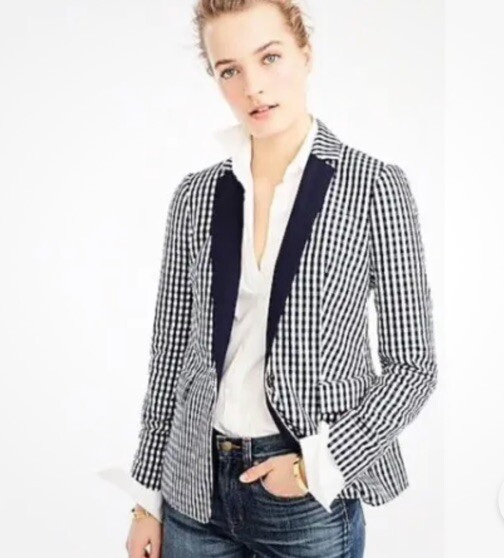 J. Crew Puckered Gingham Blazer Jacket 14 | eBay display picture 1