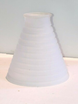 New: Frosted Art Deco Glass Fan Fixture Shade 2-1/4'' Fitter Old Stock 5'' x 5'' 
