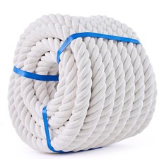White Cotton Rope 1 inch Rope x 50ft Twisted Cotton Rope,Strong 4-Strand Rope