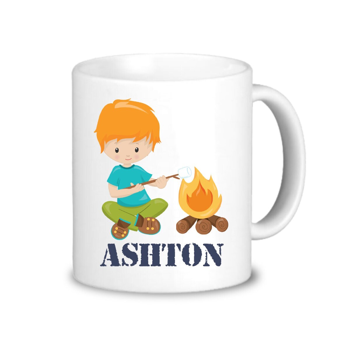 Kids Camping Mug Camp Fire Drinkware Cup Great Outdoor Boy Camper Personalized