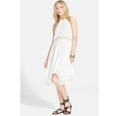 Free People Go Lightly White Handkerchief Hem High Neck Sleeveless Midi Dress | eBay Free People Go Lightly White Handkerchief Hem High Neck Sleeveless Midi Dress | eBay