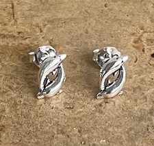 1 pair 2 Dolphins .925 sterling silver stud earrings 8mm  Gift Box