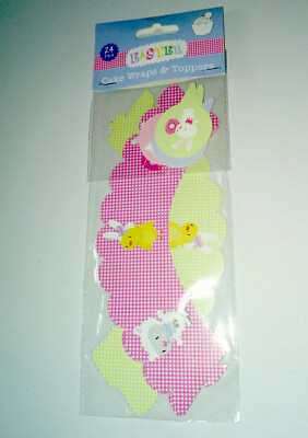 12 OSTERN CUPCAKE WRAPS & 12 TOPPER Rosa Limettenblau Gingham LAMM HASE KÜKENEI