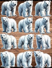 Polar Bear Die Cut Vinyl Stickers Set Scrapbooking Laptop Waterbottle