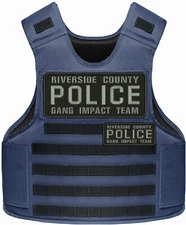 R C POLICE G I TEAM 2  EMBROIDERY PATCH 4X10 AND 2X5  hook on back BLK/GRAY