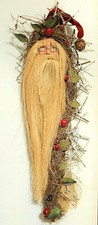22" FATHER CHRISTMAS Wall Hanging  RUSTIC Woodland Natural Hippie Santa Clause
